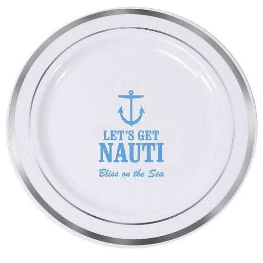 Let's Get Nauti Premium Banded Plastic Plates